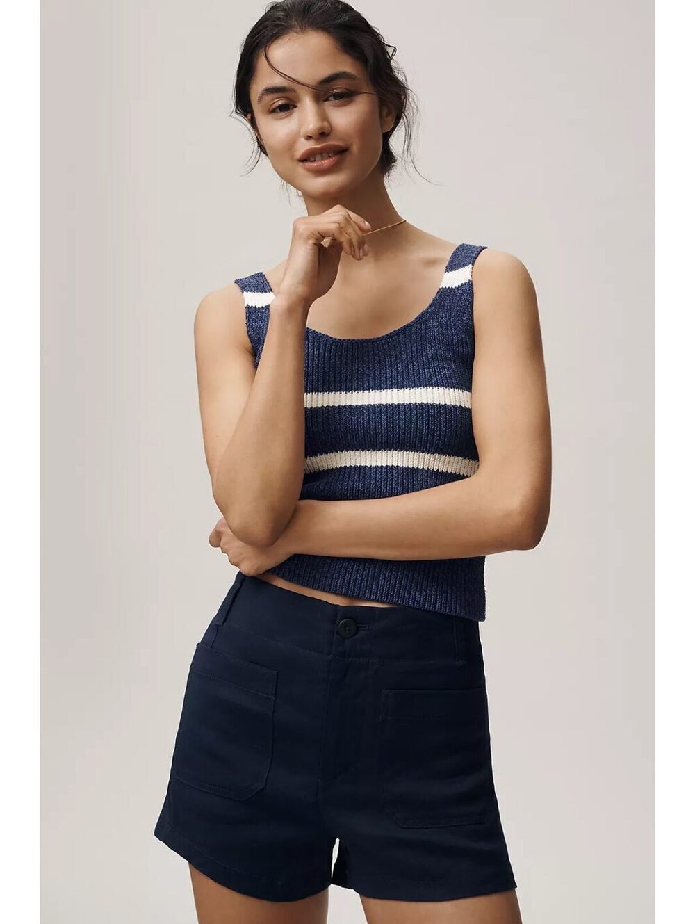 Maeve Colette Linen Stretch High-Rise Shorts 32 [COPY]